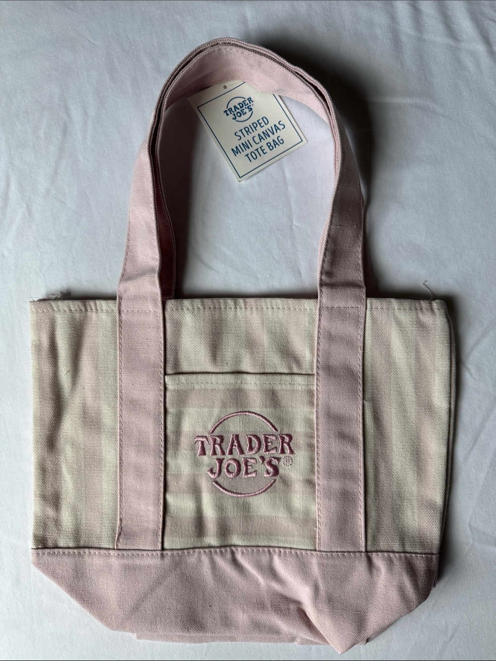 Trader Joe’s NWT Mini Tote Bag, Summer 2026 Limited Release - Pink Stripes